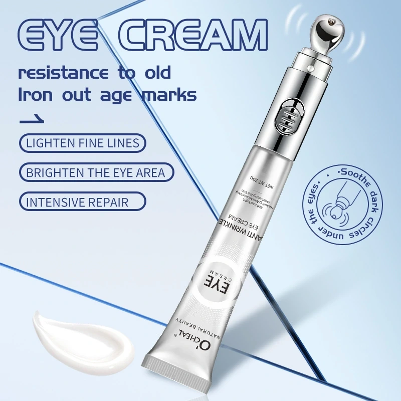 Blue eye cream roller applicator info graphic