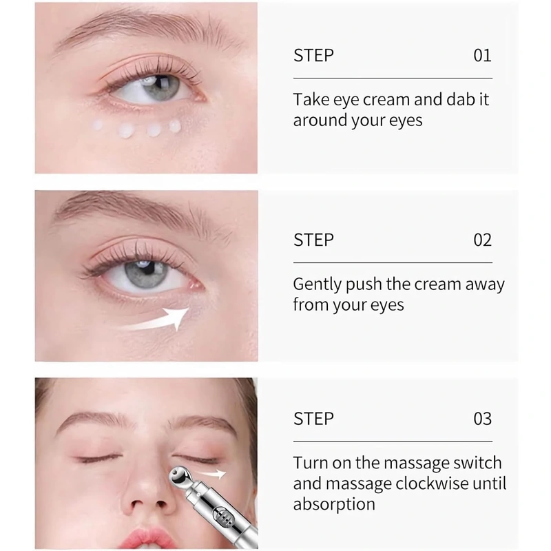 Eye cream application steps around the eye